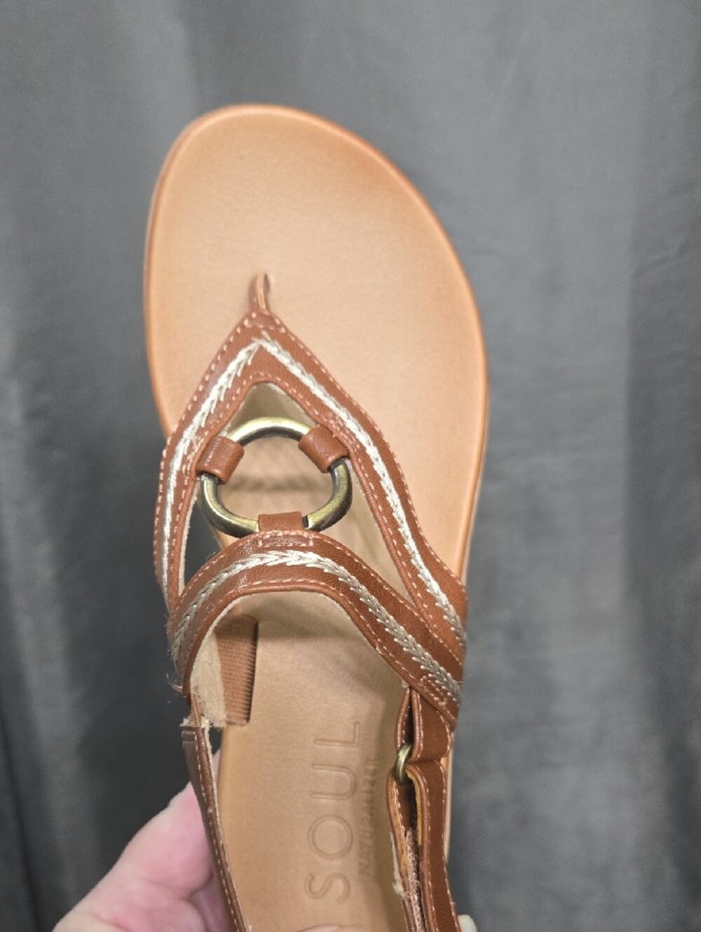 SOUL Naturalizer Women's Brown Tan Braided T-Strap Slingback Sandals - Picture 6 of 14
